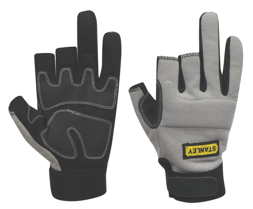 Stanley Performance 3-Finger Framer Gloves Grey Large | Fingerless Work ...