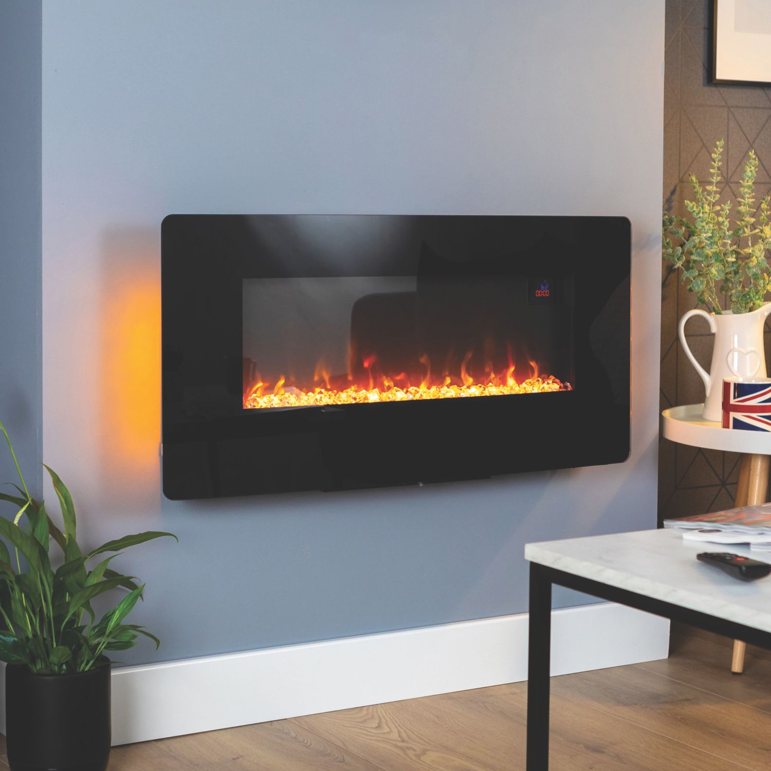 Focal Point Pasadena Black Remote Control Wall-Mounted Electric Fire 914mm x 440mm (4132G)