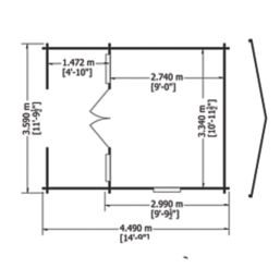 Shire Avalon 12' x 14' 6" (Nominal) Apex Timber Log Cabin