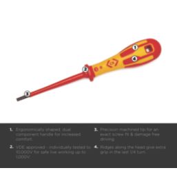 C.K Dextro  VDE Screwdriver Slotted 3.0mm x 100mm