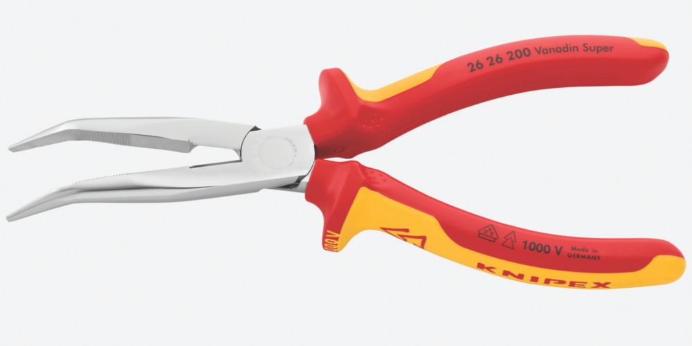 Knipex VDE Bent Long Nose Side Cutting Pliers 8 200mm Screwfix