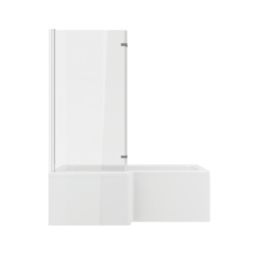 Essentials Acrylic L-Shape Shower Bath Left-Hand