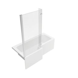 Essentials Acrylic L-Shape Shower Bath Left-Hand