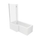 Essentials Acrylic L-Shape Shower Bath Left-Hand