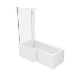 Essentials Acrylic L-Shape Shower Bath Left-Hand