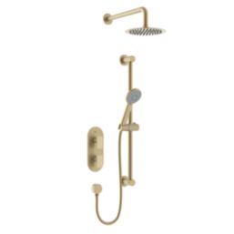 Bristan Frammento HP/Combi Flexible Concealed Brushed Brass Thermostatic Dual Control Shower Kit