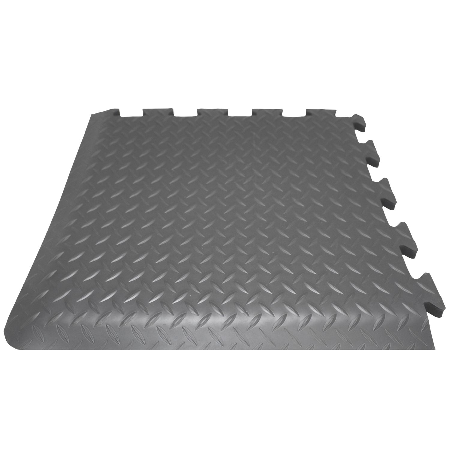 COBA Deckplate Connect Anti-Fatigue Floor Corner Mat Black 0.5m x 0.5m x 14mm (413FV)