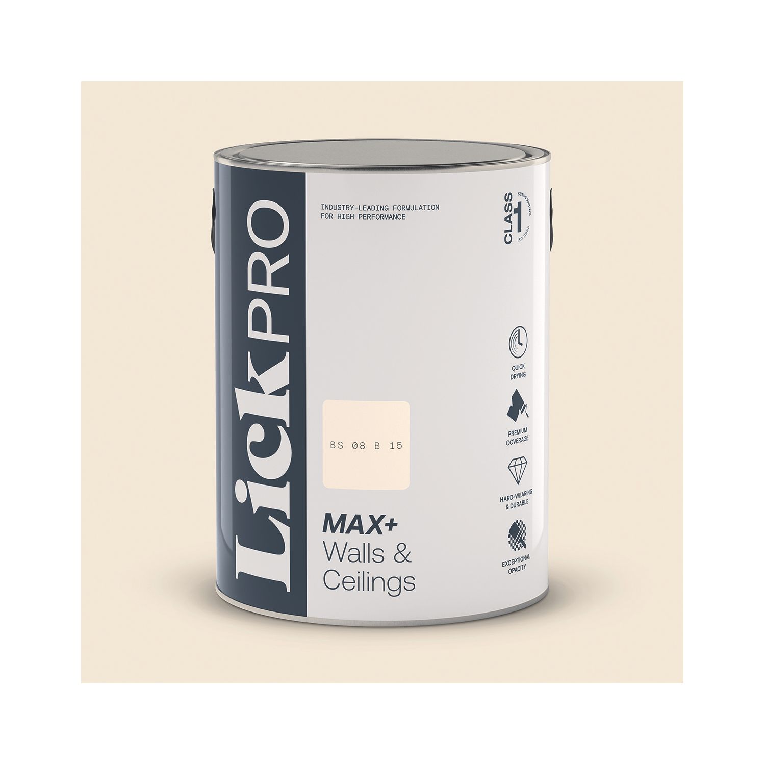 LickPro Max+ 5Ltr White BS 08 B 15 Eggshell Emulsion Paint (413JX)