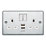 LAP  13A 2-Gang SP Switched Socket + 2.4A 12W 2-Outlet Type A USB Charger Polished Chrome with White Inserts