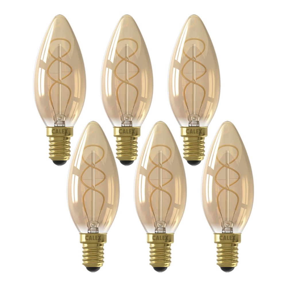 Calex Flex Gold E14 Candle LED Light Bulb 136lm 4W 6 Pack Screwfix