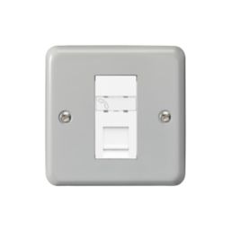 MK Contoura 1-Gang Master Telephone Socket Grey with White Inserts