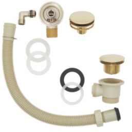 Highlife Bathrooms  Brushed Brass Round Head Bath Overflow Filler Tap  With Clicker Waste