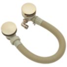 Highlife Bathrooms  Brushed Brass Round Head Bath Overflow Filler Tap  With Clicker Waste
