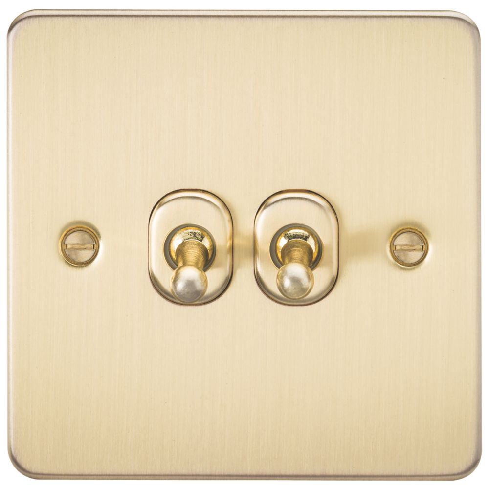 Knightsbridge 10AX 2Gang 2Way Light Switch Brushed Brass Screwfix