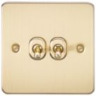 Knightsbridge  10AX 2-Gang 2-Way Light Switch  Brushed Brass