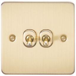 Knightsbridge  10AX 2-Gang 2-Way Light Switch  Brushed Brass