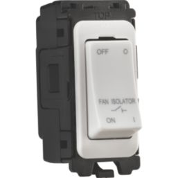 Knightsbridge Curved Edge 10A Grid 3-Pole Fan Isolator Switch White