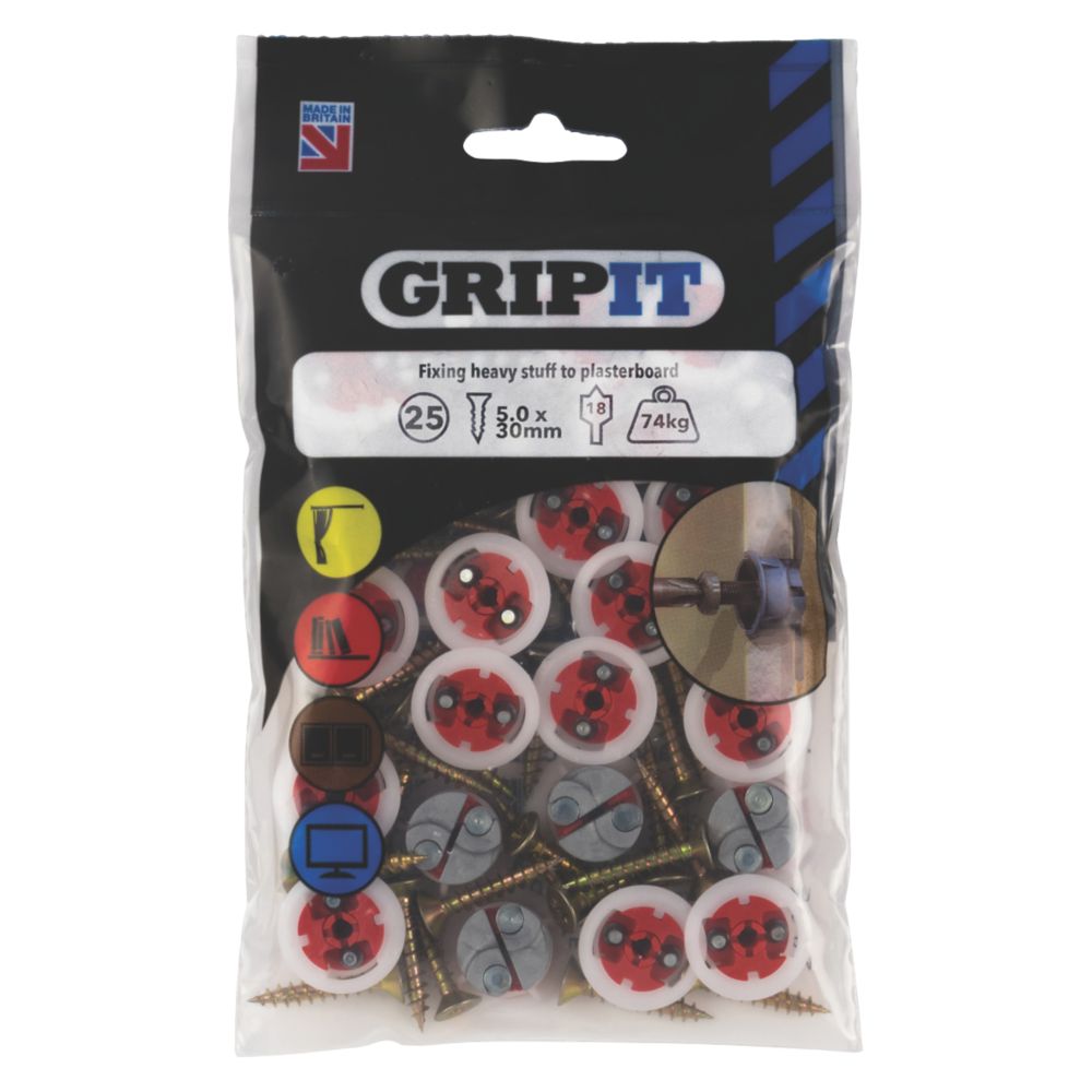 GripIt Assorted Plasterboard Fixings 16 Pieces - Screwfix