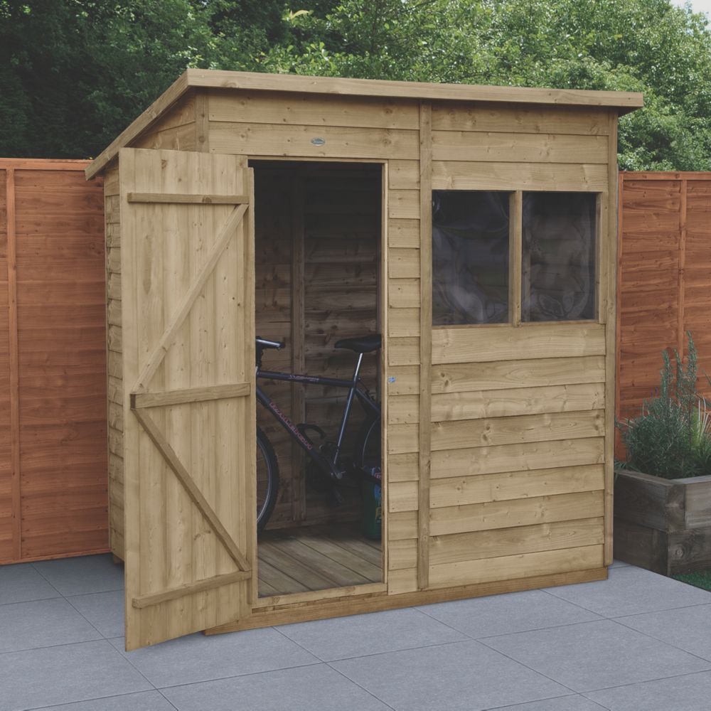 Forest 6' x 4' (Nominal) Pent Overlap Timber Shed | Wooden Sheds | Screwfix.com