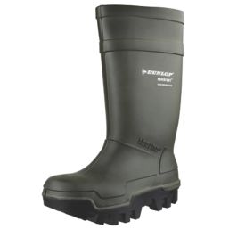 Dunlop Purofort Thermo+ Safety Wellies Green Size 8 - Screwfix