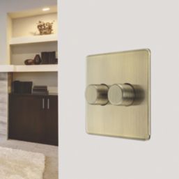 LAP  2-Gang 2-Way LED Dimmer Switch  Antique Brass with Colour-Matched Inserts