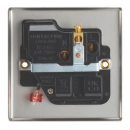 Contactum Iconic 13A 1-Gang DP Switched Socket Outlet Brushed Steel with Neon with Black Inserts