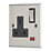 Contactum Iconic 13A 1-Gang DP Switched Socket Outlet Brushed Steel with Neon with Black Inserts