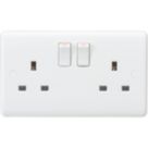 Knightsbridge Curved Edge 13A 2-Gang DP Switched Plug Socket White