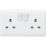 Knightsbridge Curved Edge 13A 2-Gang DP Switched Plug Socket White