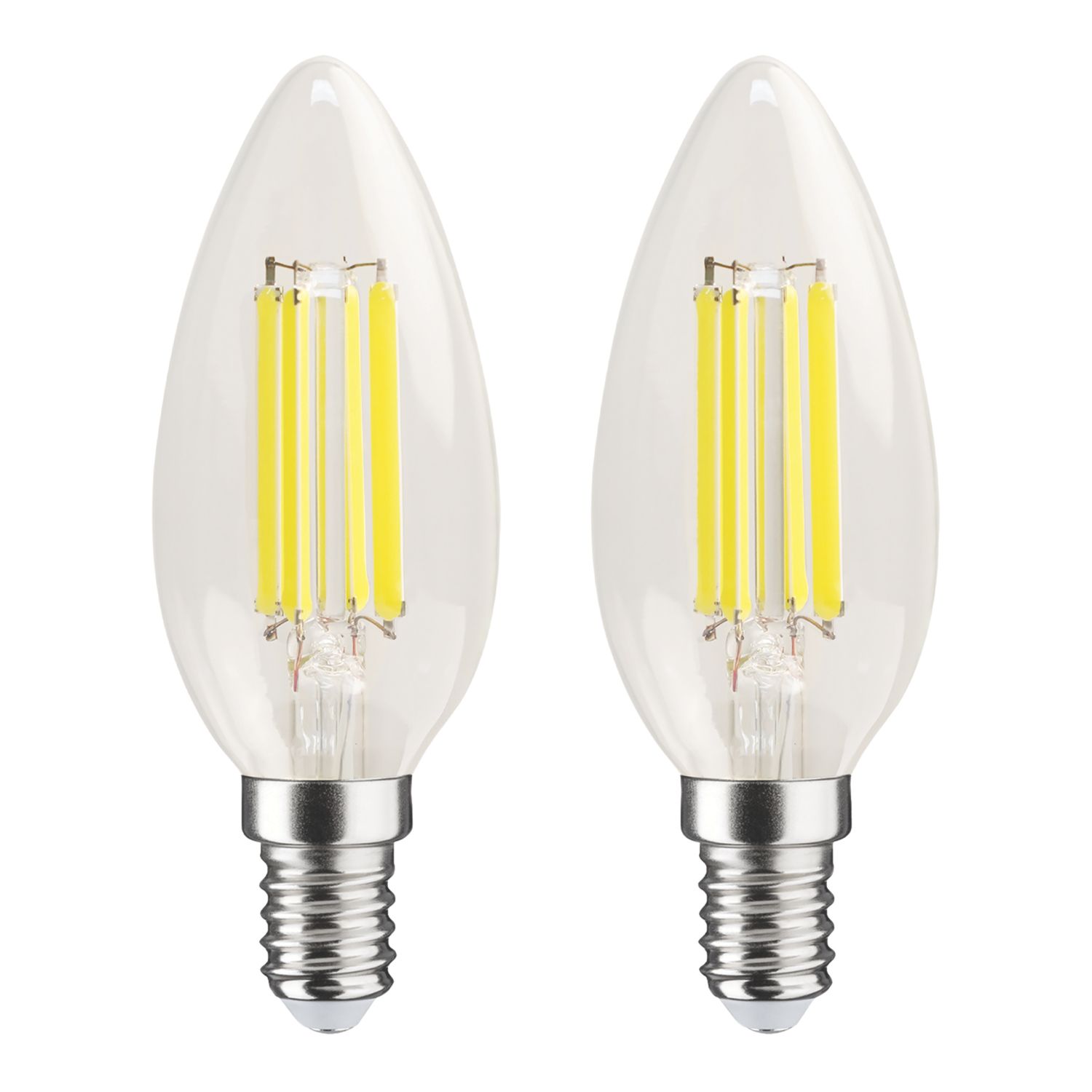 LAP E14 Candle LED Light Bulb Clear 470lm 2.2W 2 Pack (415CF)