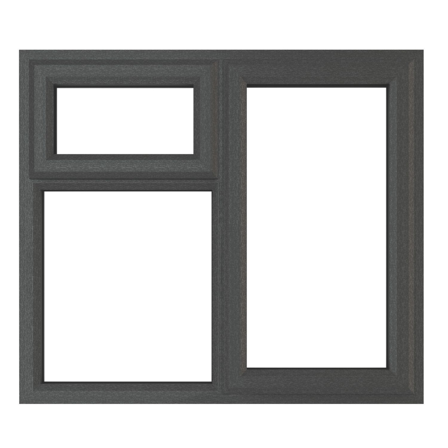 Crystal Right-Hand & Top Opening Clear Double-Glazed Casement Anthracite Grey uPVC Window 1190mm x 1190mm (415JP)