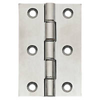 Satin Chrome  Double Phosphor Bronze Washered Butt Hinges 76 x 51mm 2 Pack