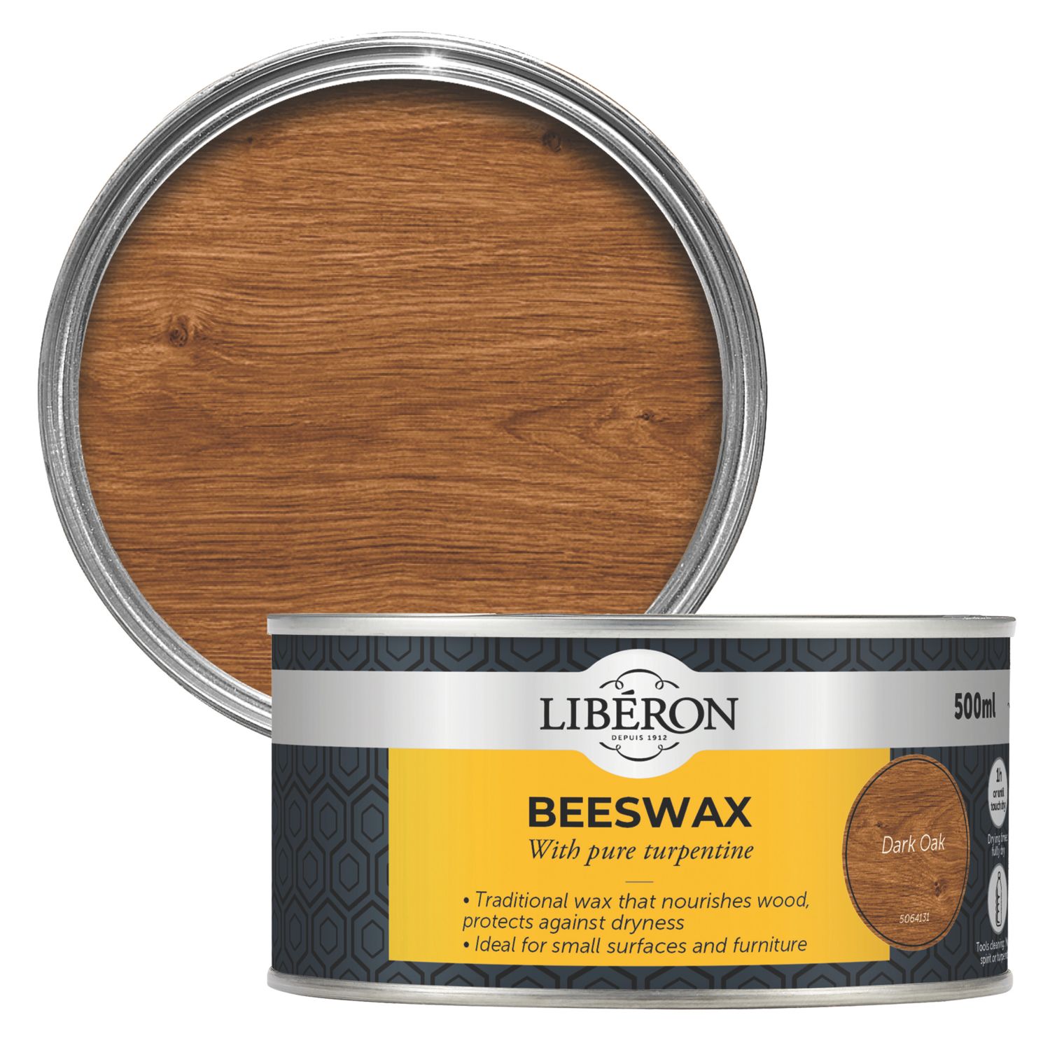 Liberon 500ml Dark Oak Wood Beeswax (415TA)