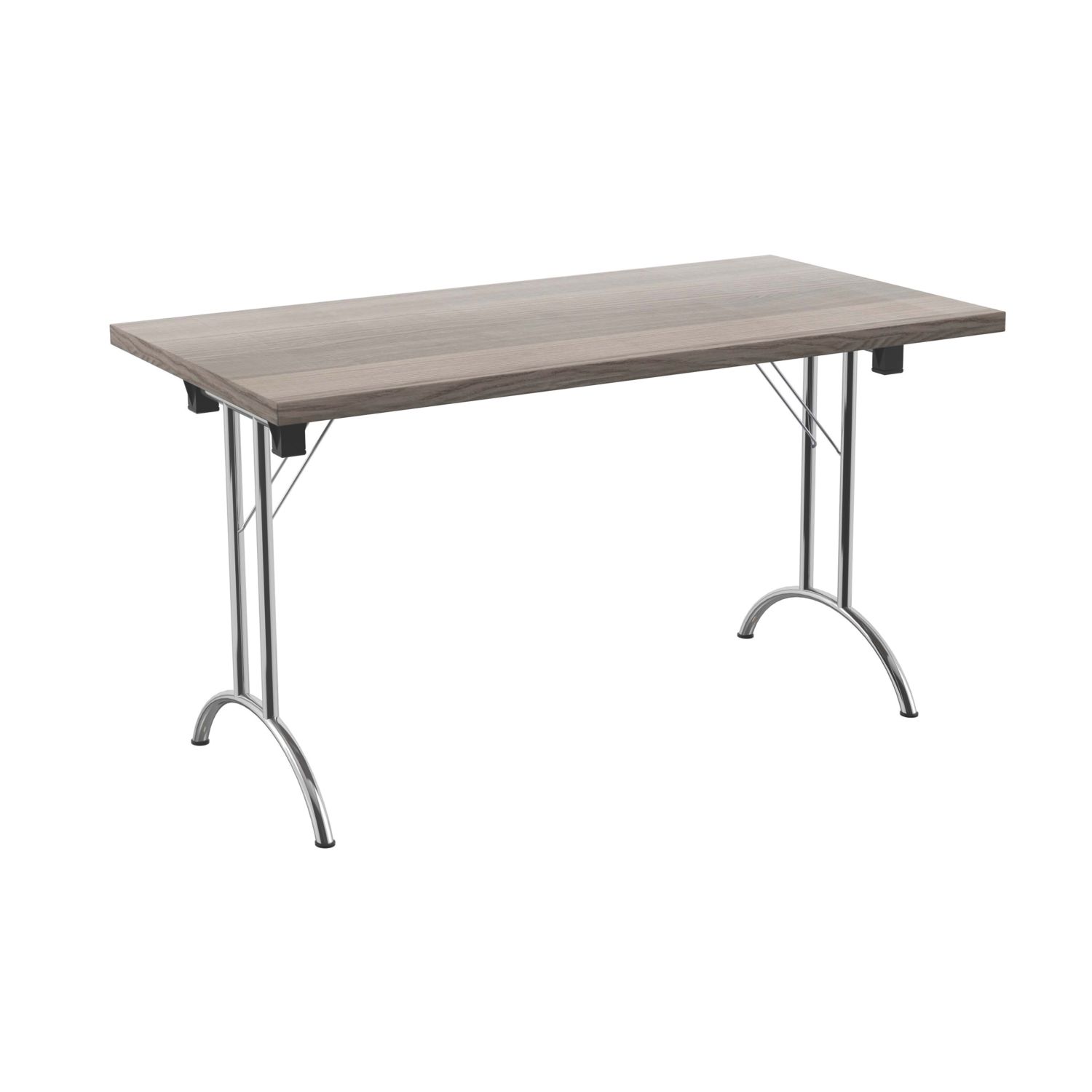 TC Group One Union Rectangular Folding Table Grey Oak/Silver 1400mm x 700mm (415TT)