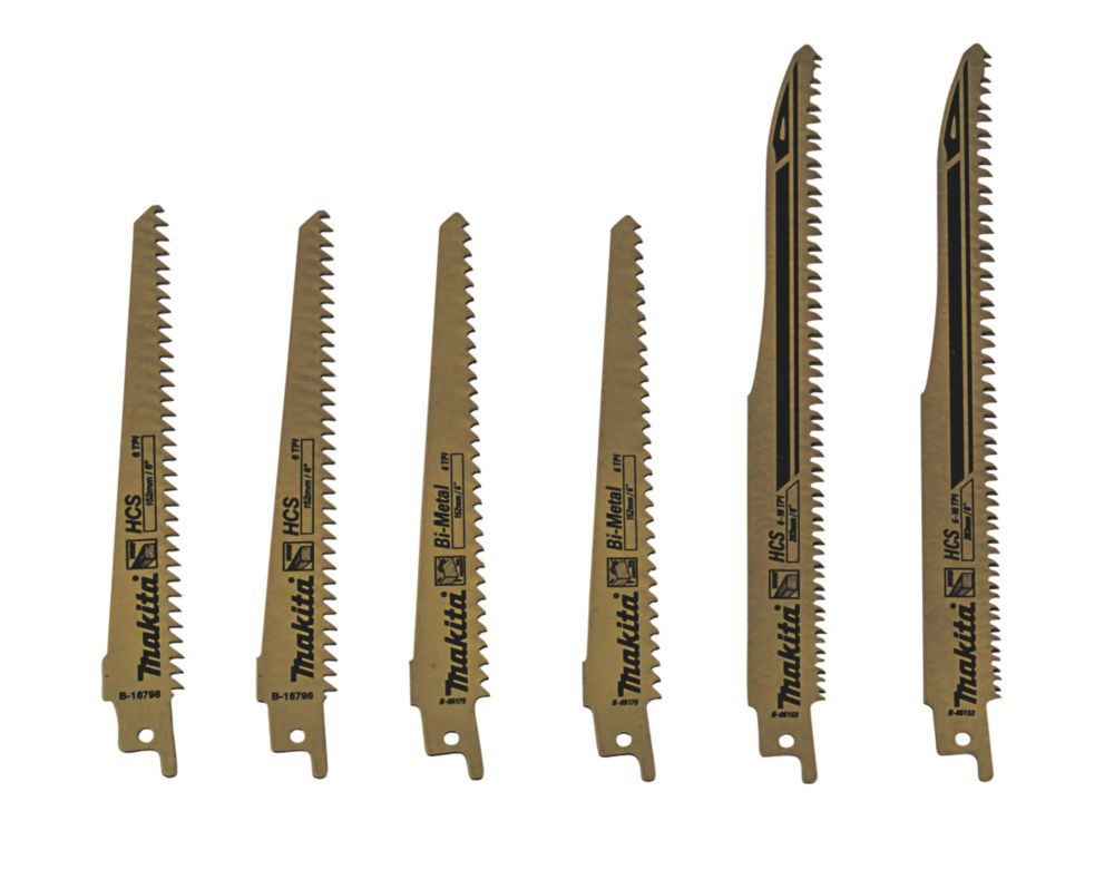 Makita B-44432 Reciprocating Saw Blade Set 152-203mm 6 Pieces