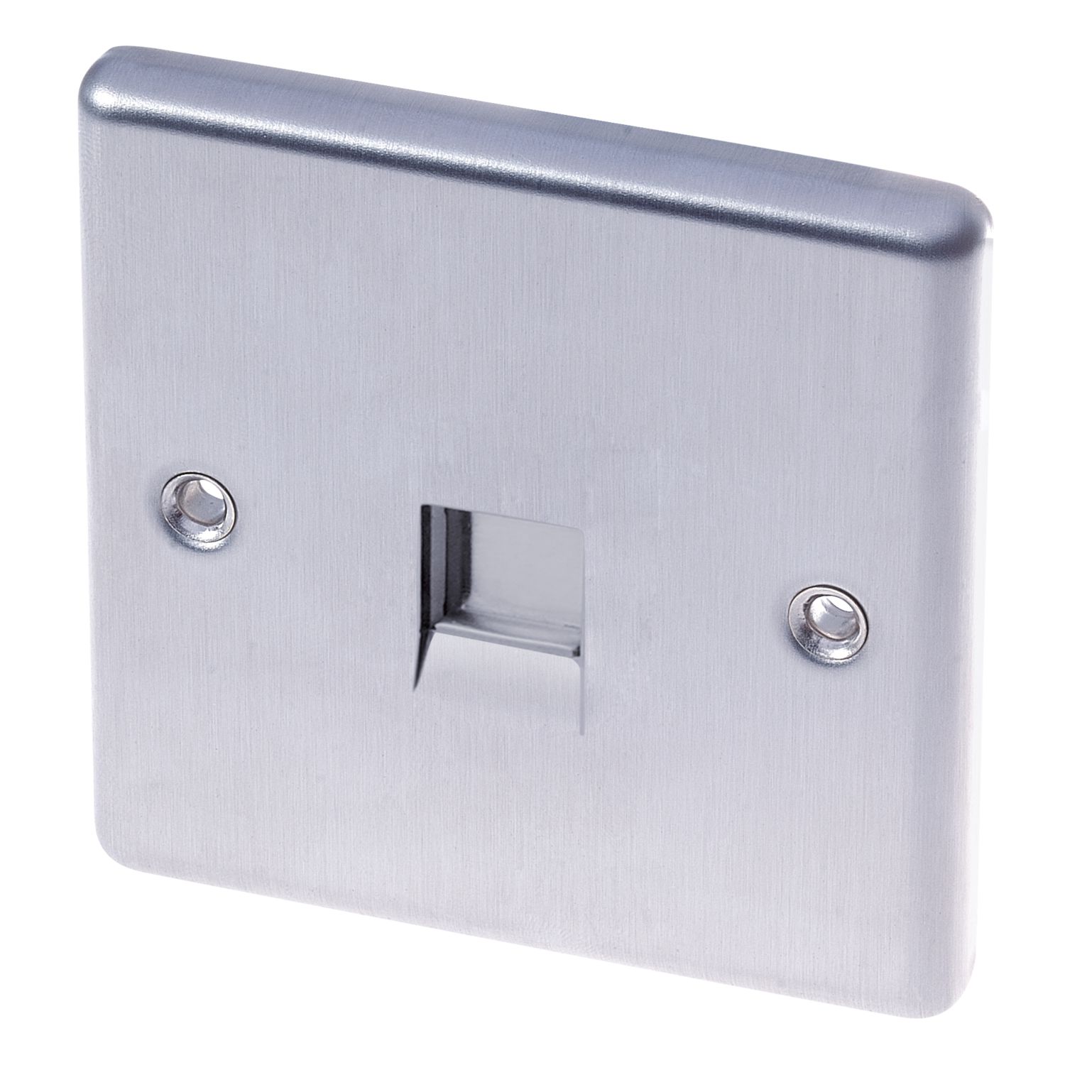 LAP 1-Gang Slave Telephone Socket Brushed Stainless Steel (41622)