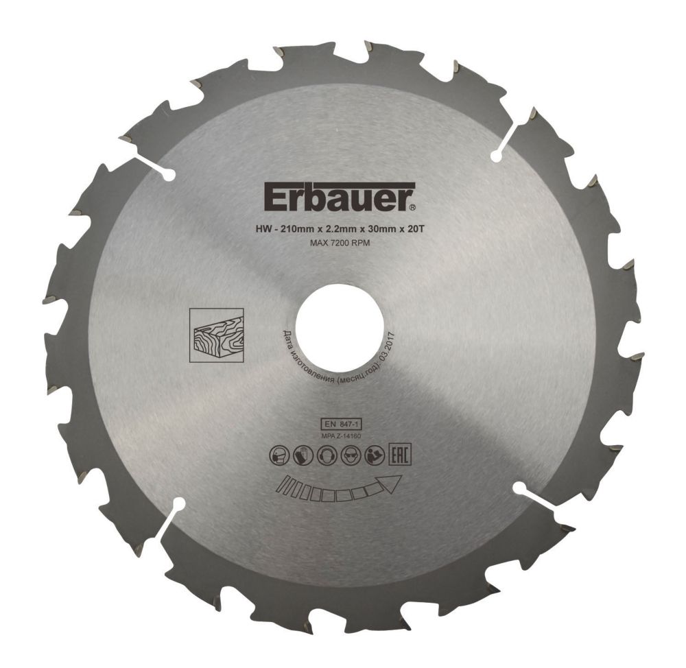 Erbauer Wood TCT Saw Blade 210mm x 30mm 20T Screwfix