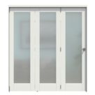 Green & Taylor  3-Door 1-Frosted Light Primed White Wooden Shaker Internal Bi-Fold Door 2060mm x 1905mm