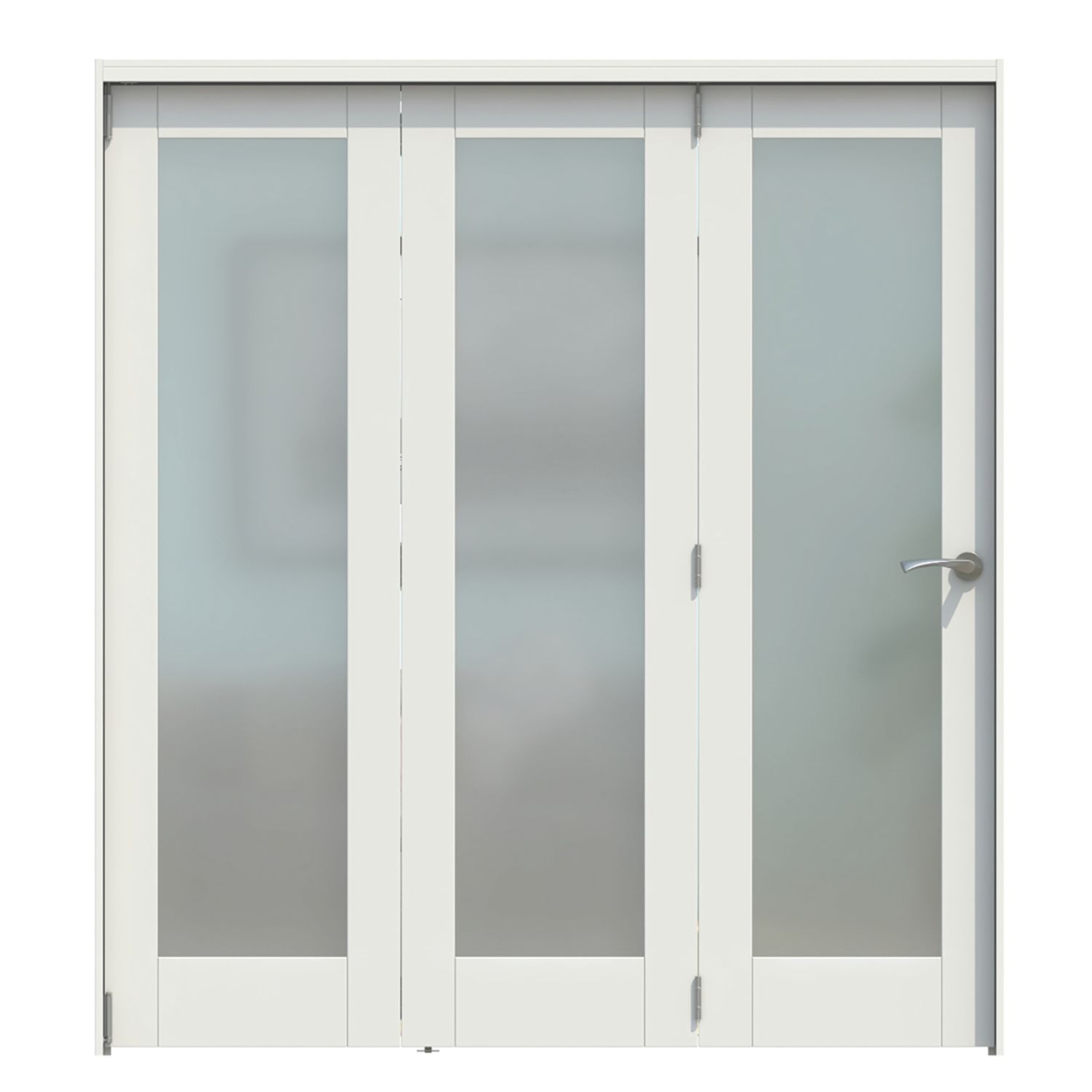 Green & Taylor 3-Door 1-Frosted Light Primed White Wooden Shaker Internal Bi-Fold Door 2060mm x 1905mm (416CT)