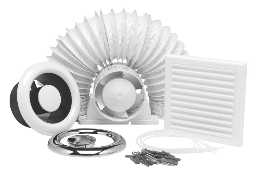 Xpelair AL100 4" Axial Inline Bathroom Shower Extractor Fan Kit White