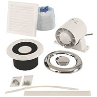 Xpelair AL100 100mm Axial Inline Bathroom Shower Extractor Fan Kit  White / Chrome 220-240V