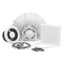 Xpelair AL100 4" Axial Inline Bathroom Shower Extractor Fan Kit  White/Chrome 220-240V