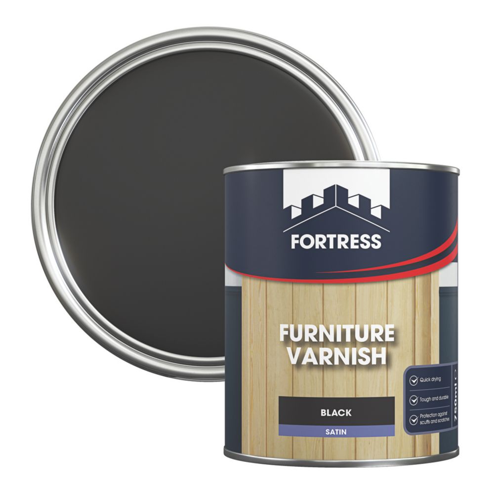 Fortress 750ml Black Satin WaterBased Interior Furniture Varnish