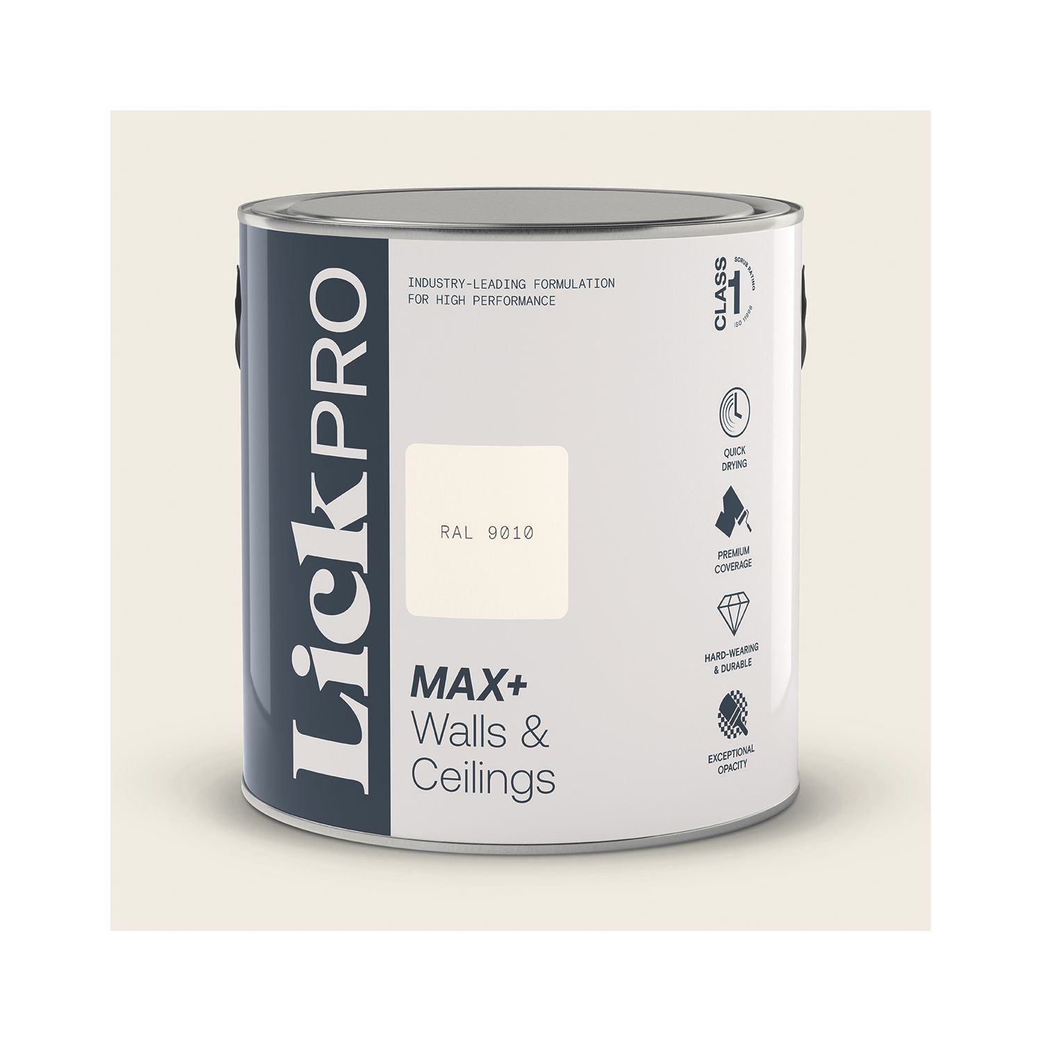 LickPro Max+ 2.5Ltr White RAL 9010 Matt Emulsion Paint (416JY)