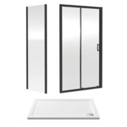 ETAL  Framed Rectangular Sliding Door Shower Enclosure & Tray  Matt Black 1190mm x 750mm x 1940mm