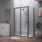 ETAL  Framed Rectangular Sliding Door Shower Enclosure & Tray  Matt Black 1190mm x 750mm x 1940mm