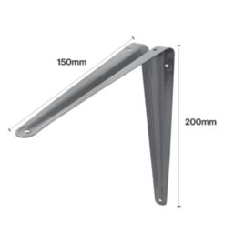 Essentials London Shelf Brackets Grey 200mm x 150mm 20 Pack