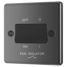 LAP  10AX 1-Gang 3-Pole Fan Isolator Switch Black Nickel  with Black Inserts