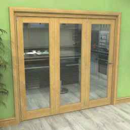 Green & Taylor  3-Door 1-Clear Light Unfinished Oak Wooden Shaker Internal Bi-Fold Door 2060mm x 2133mm