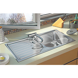 Clearwater OKIO 1 Bowl Stainless Steel Kitchen Sink & Drainer  1000mm x 500mm